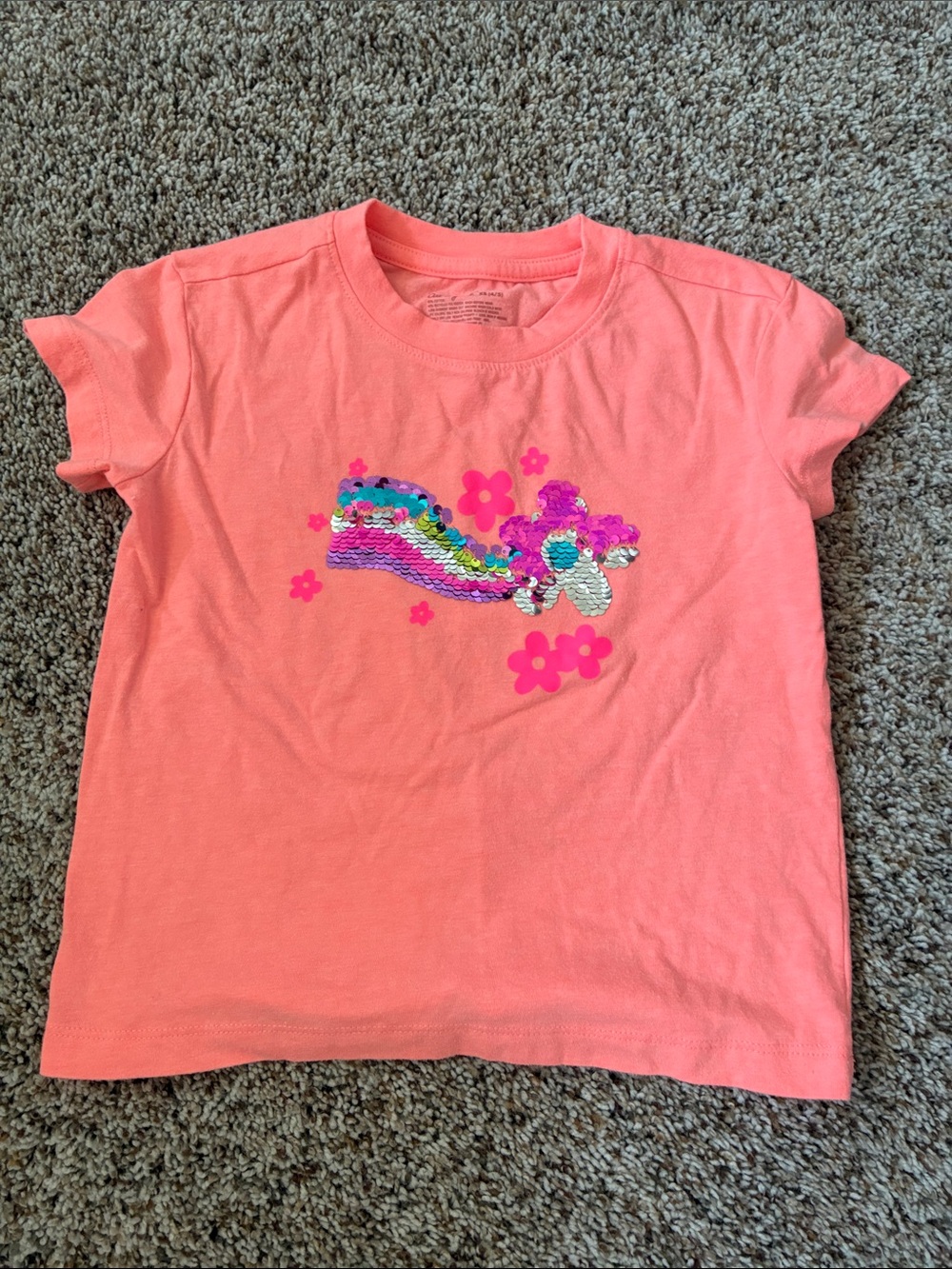 Cat & Jack Coral Pink Sequin Unicorn Tee